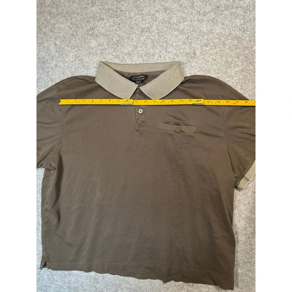 Banana Republic Luxe Touch Performance Polo XL Brown Solid Cotton Short Sleeve